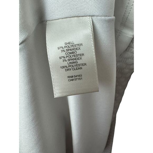 Eliza J White Fit & Flare Textured Knit Dress 8 Elegant Boat Neck 3/4 Sl A-Line - Picture 4 of 8